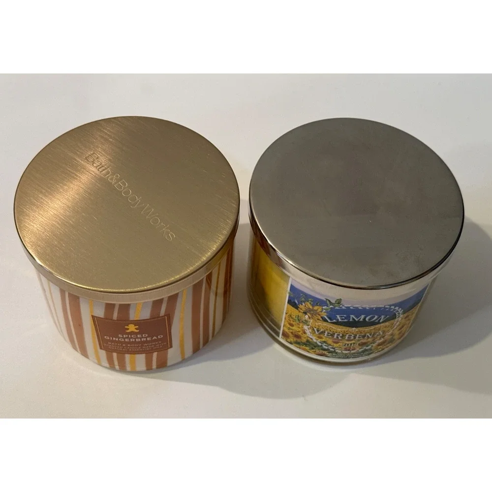 🕯️ Bath & Body Works 3-Wick Candle Lot Spiced Gingerbread Lemon Verbena